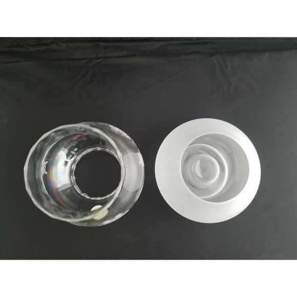 Princess House 487 Crystal Candle 2 Piece Hurricane Lamp Snowflakes Winter - Picture 8 of 12